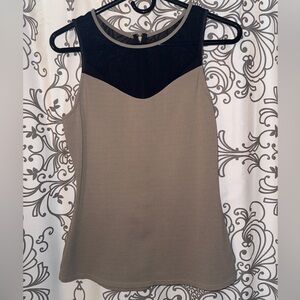 Express Taupe Top with Mesh and Zipper Detailing